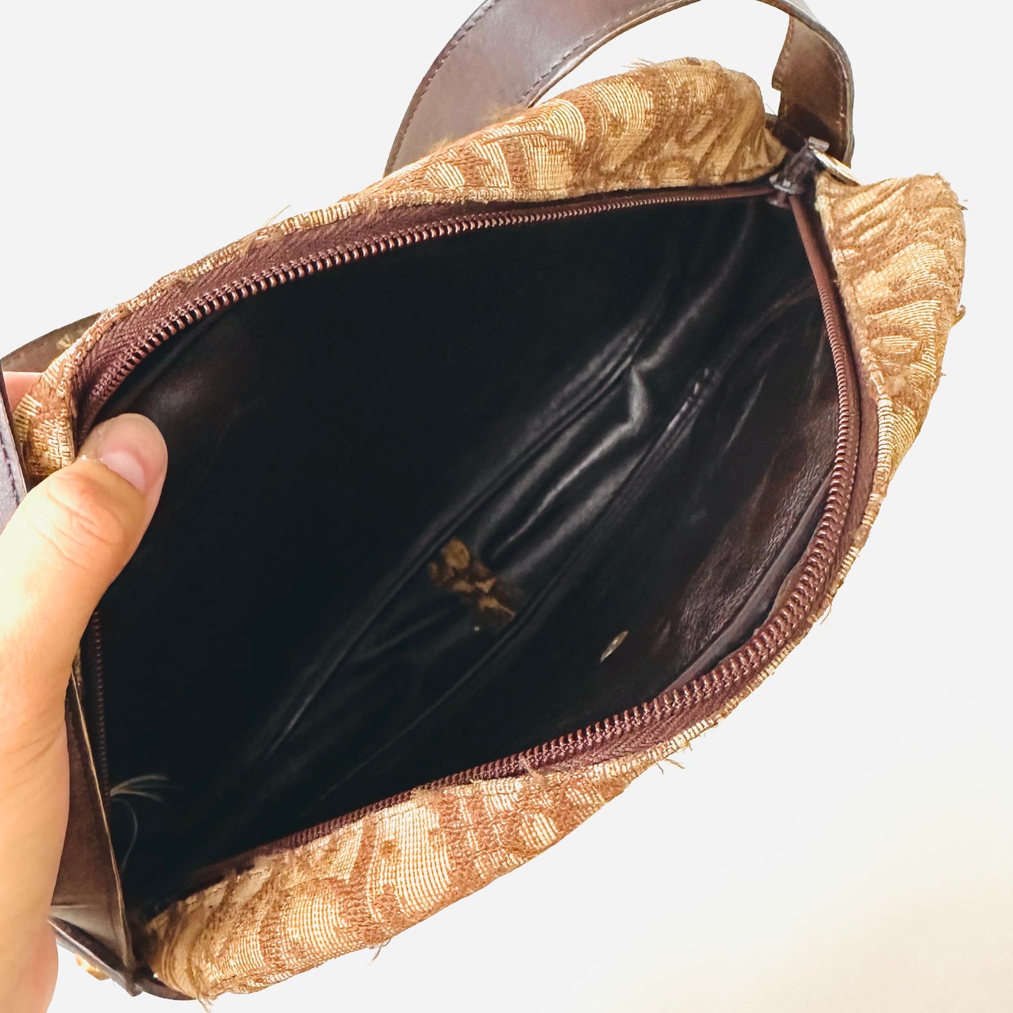 Christian Dior Brown GHW Oblique Monogram CD Logo Zip Shoulder Sling Bag