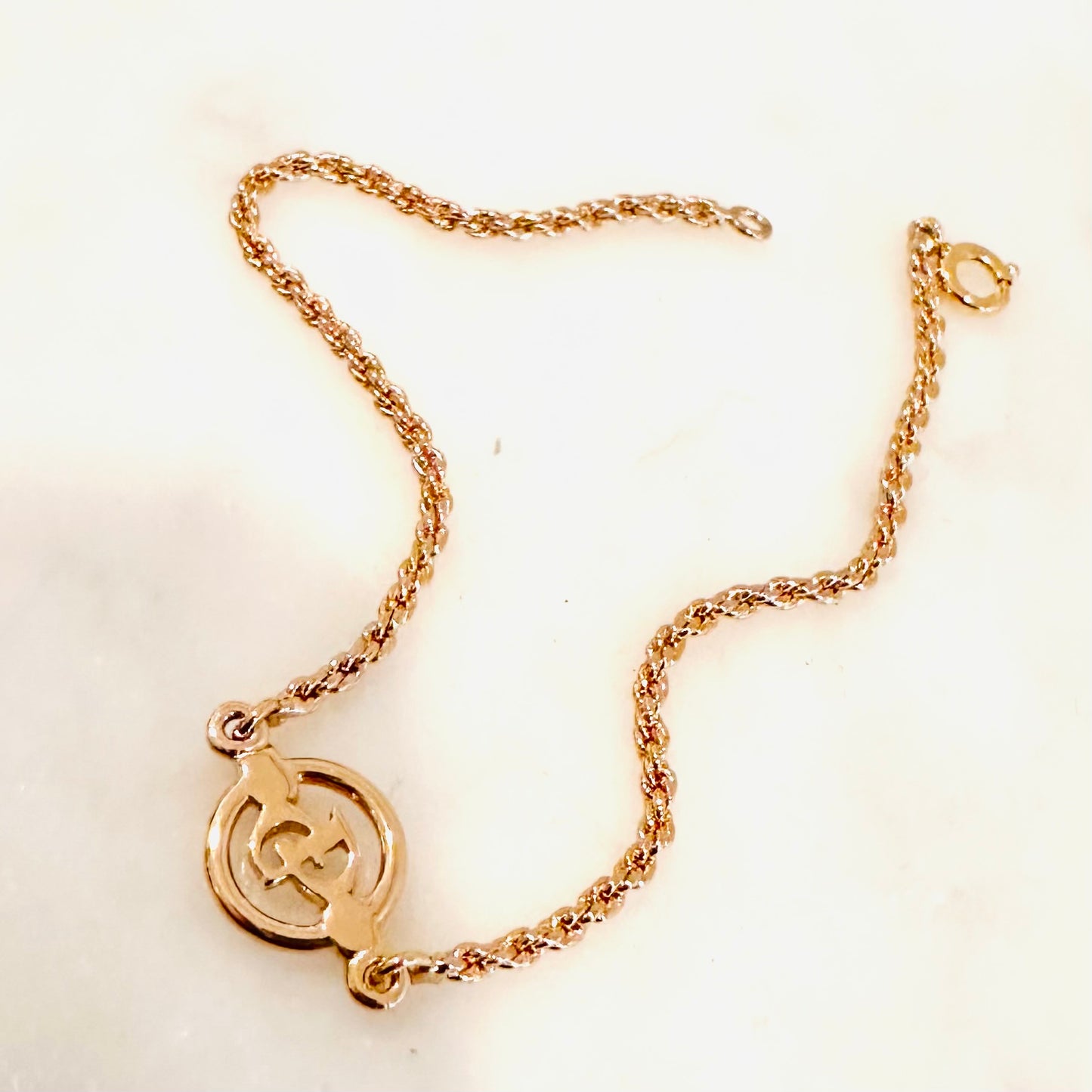 Christian Dior CD Gold Classic Chain Round Monogram Logo Bracelet