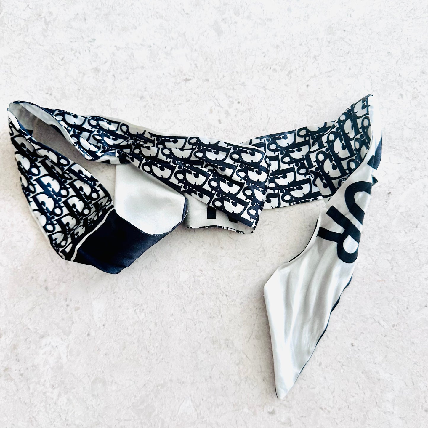 Christian Dior Oblique Monogram Logo CD Mitzah Silk Twilly