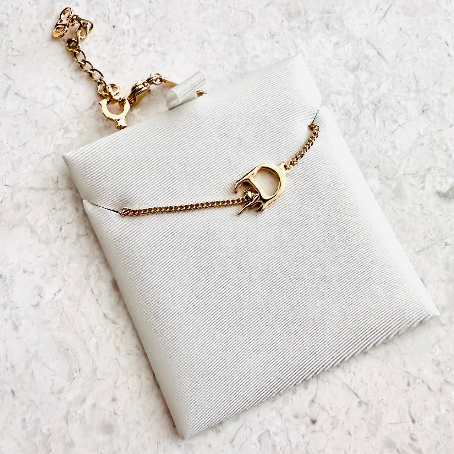 Christian Dior CD Gold Monogram Logo Chain Bracelet