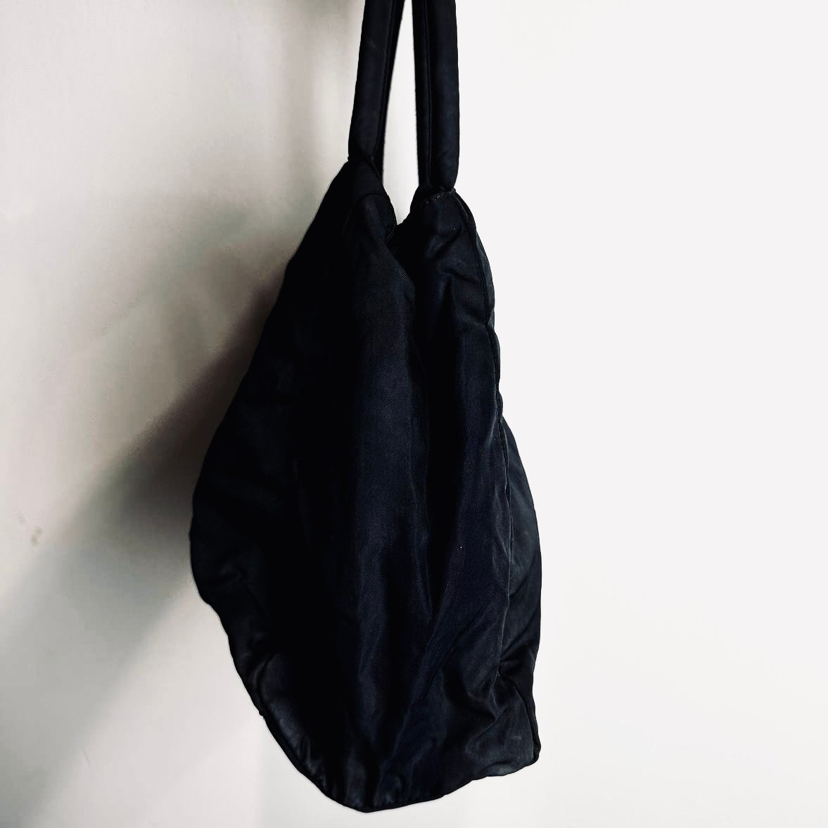 Prada Black Tessuto Monogram Logo Nylon Shopper Shoulder Tote Bag
