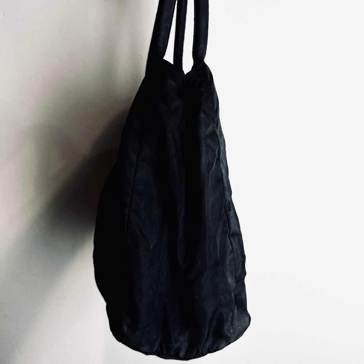 Prada Black Tessuto Monogram Logo Nylon Shopper Shoulder Tote Bag