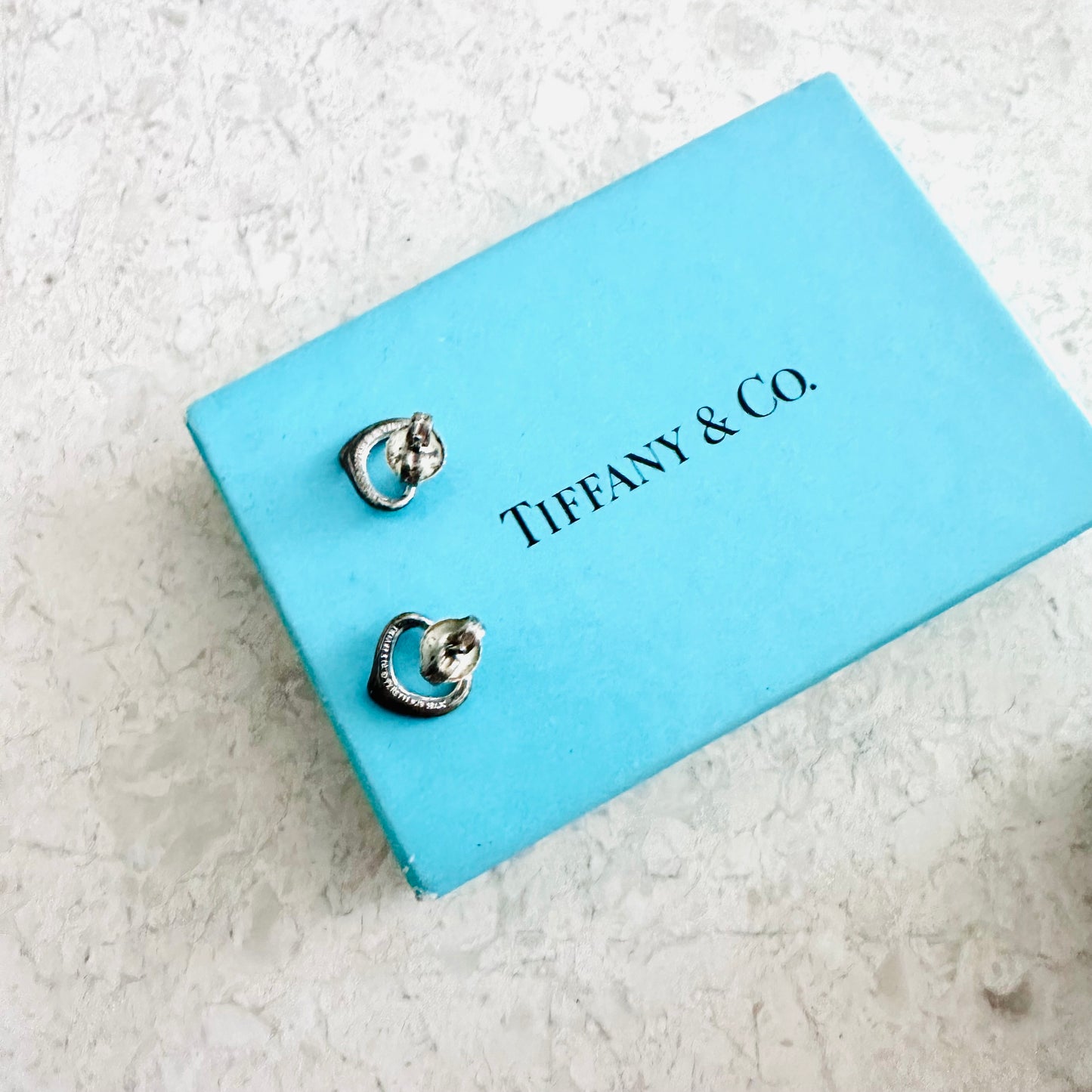 Tiffany & Co T&C Heart Elsa Peretti Classic 925 Sterling Silver 1cm Stud Earrings