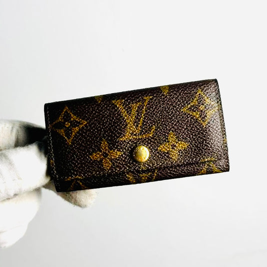 Louis Vuitton LV Monogram Logo GHW Flap Compact 4 Key Cles Holder Pouch Wallet