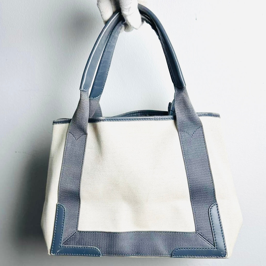 Balenciaga Cabas Blue / White Monogram Logo Small S Shopper Shoulder Tote Bag With Pouch