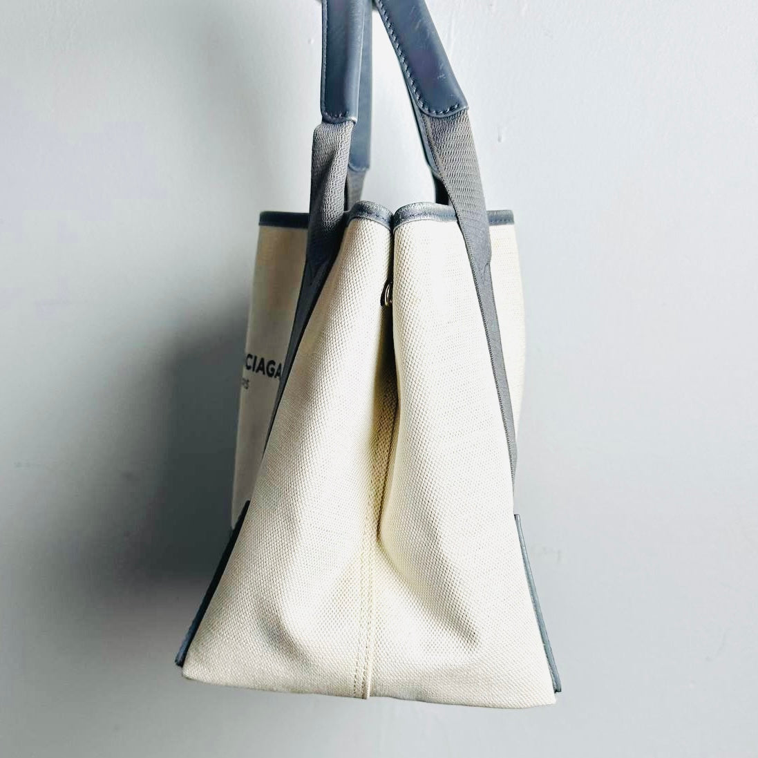 Balenciaga Cabas Blue / White Monogram Logo Small S Shopper Shoulder Tote Bag With Pouch