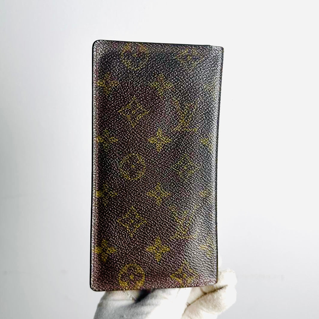 Louis Vuitton LV Brazza Monogram Logo Long Bifold Flap Slim Wallet