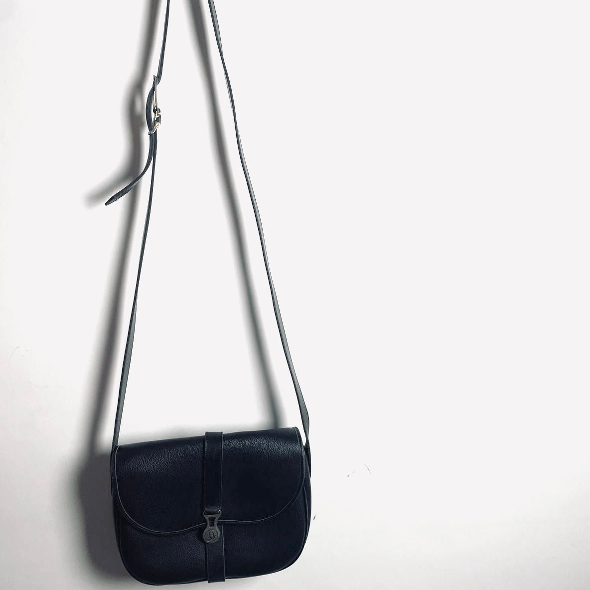 Christian Dior CD Black GHW Honeycomb Oblique Logo Monogram Flap Vintage Shoulder Sling Bag
