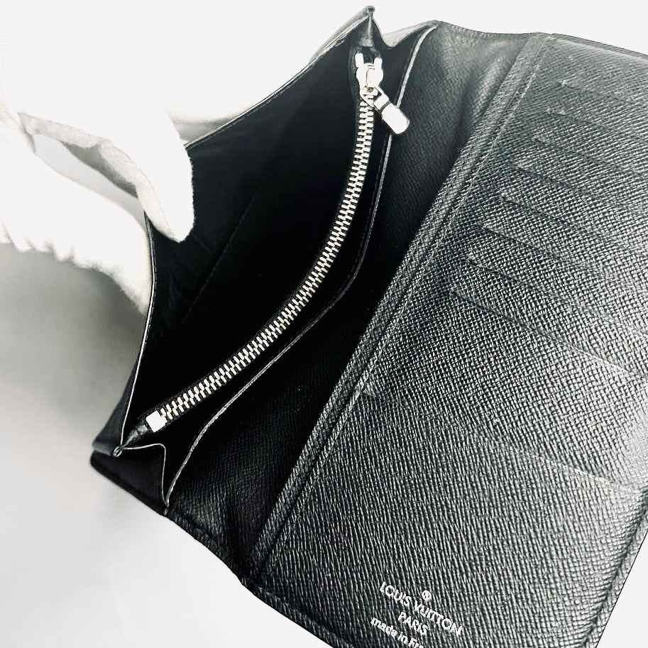 Louis Vuitton LV Brazza Damier Graphite DG Monogram Logo Long Bifold Flap Wallet
