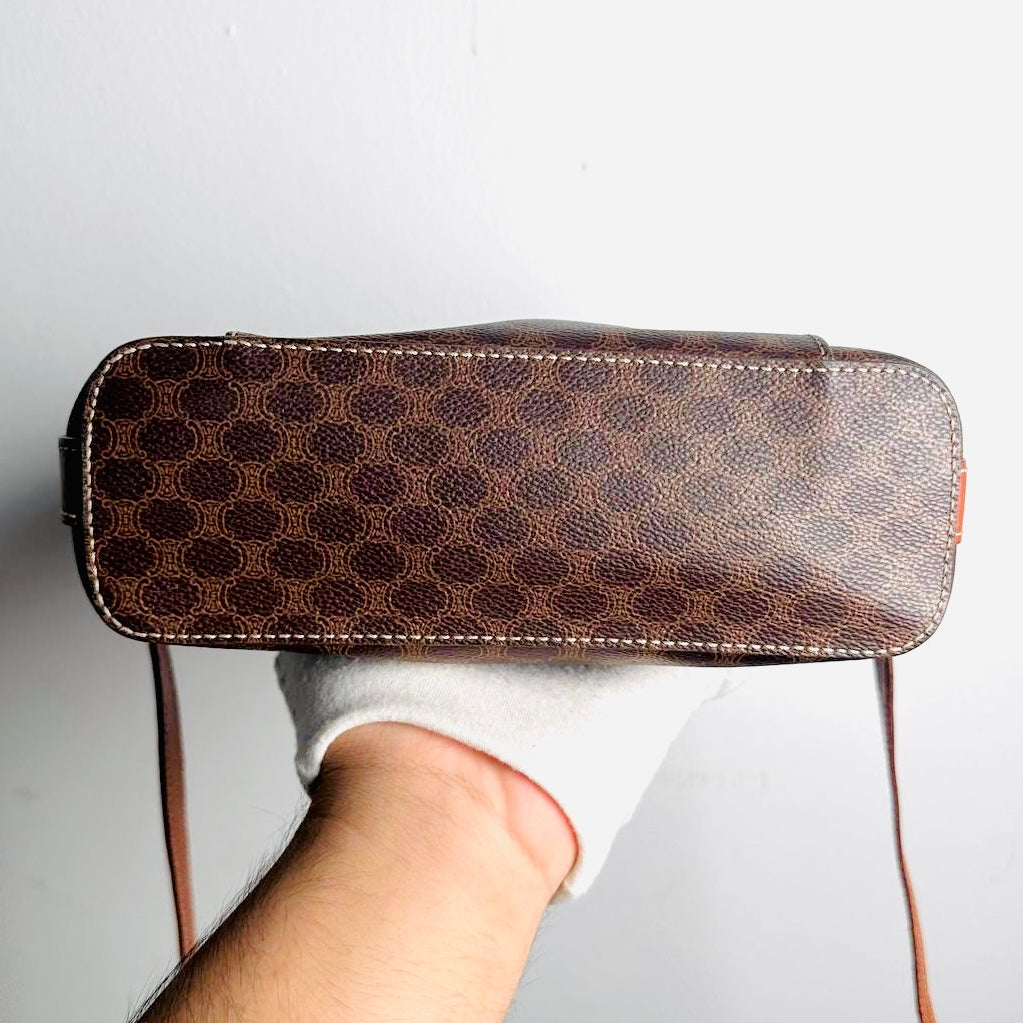 Celine Triomphe Macadam Monogram Logo GHW Vintage Vanity Case 2-Way Shoulder Sling Top Handle Bag