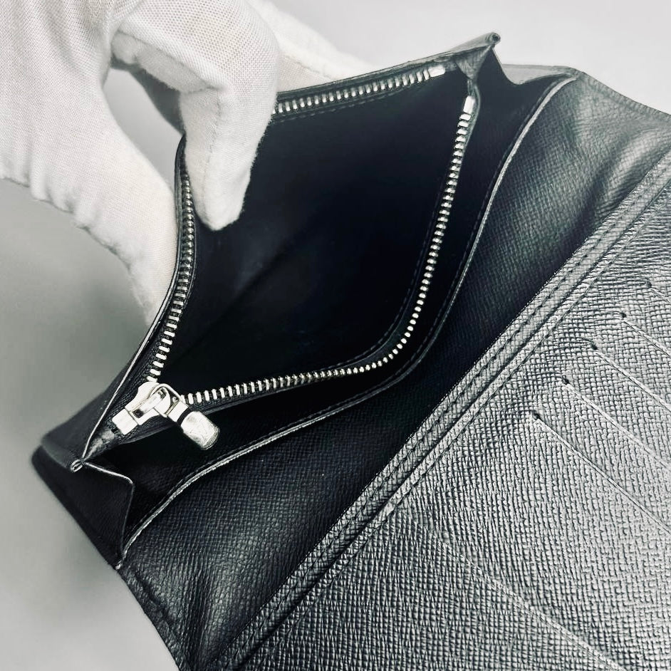 Louis Vuitton LV Brazza Damier Graphite DG Monogram Logo Long Bifold Flap Wallet