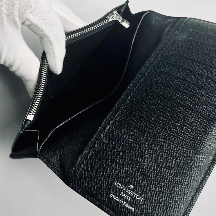 Louis Vuitton LV Brazza Damier Graphite DG Monogram Logo Long Bifold Flap Wallet