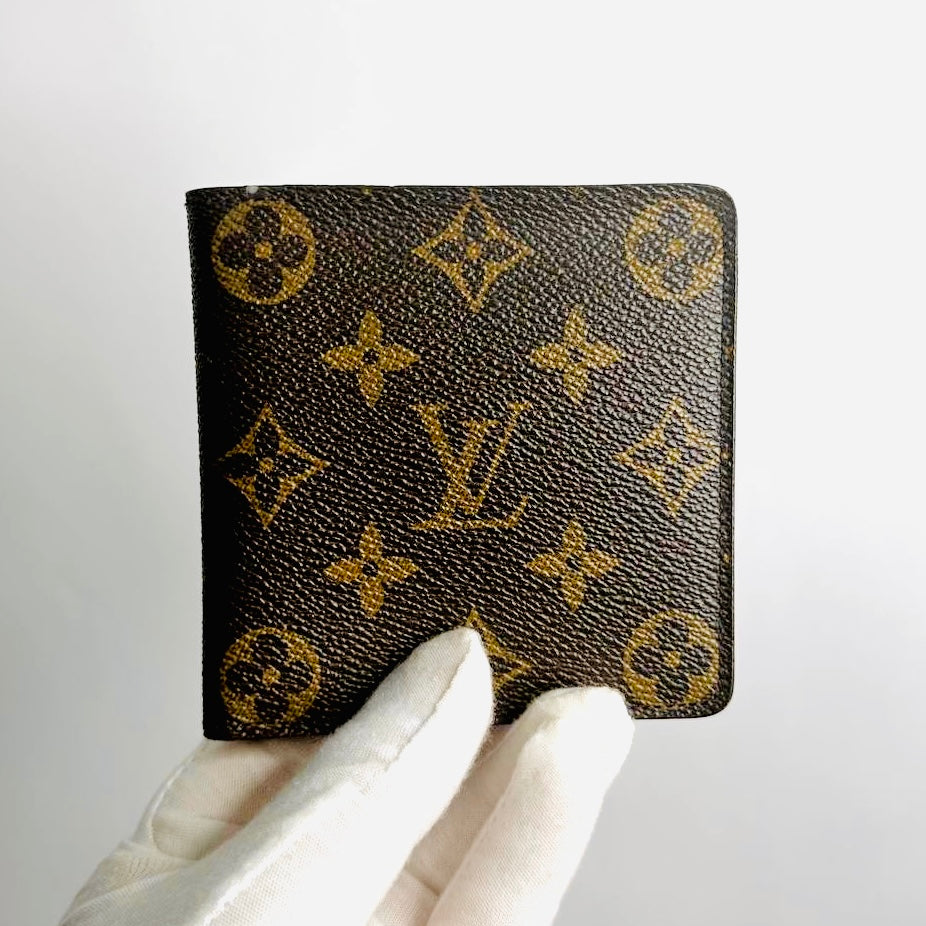 Louis Vuitton LV Porte Monnaie Marco Monogram Logo Flap Bifold Slim Wallet