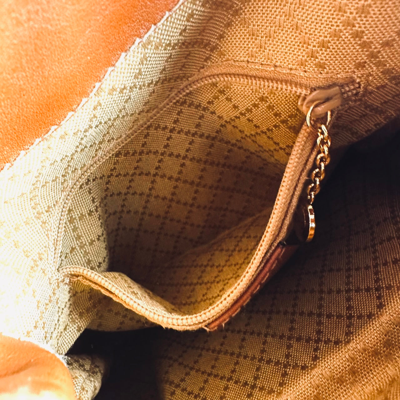 Gucci Caramel Brown GHW Bamboo Handle Small Leather Monogram Logo Flap Backpack Bag