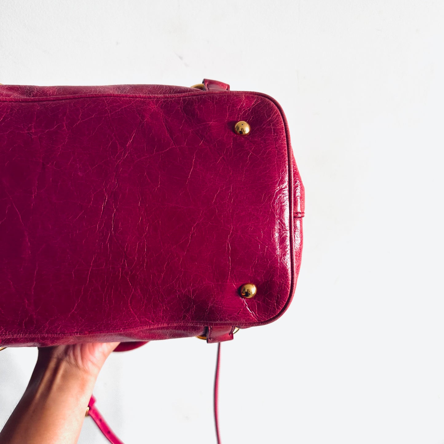 Miu Miu Fuchsia Pink GHW Vitello Lux Classic Logo 2-Way Shopper Shoulder Bauletto Sling Tote Bag