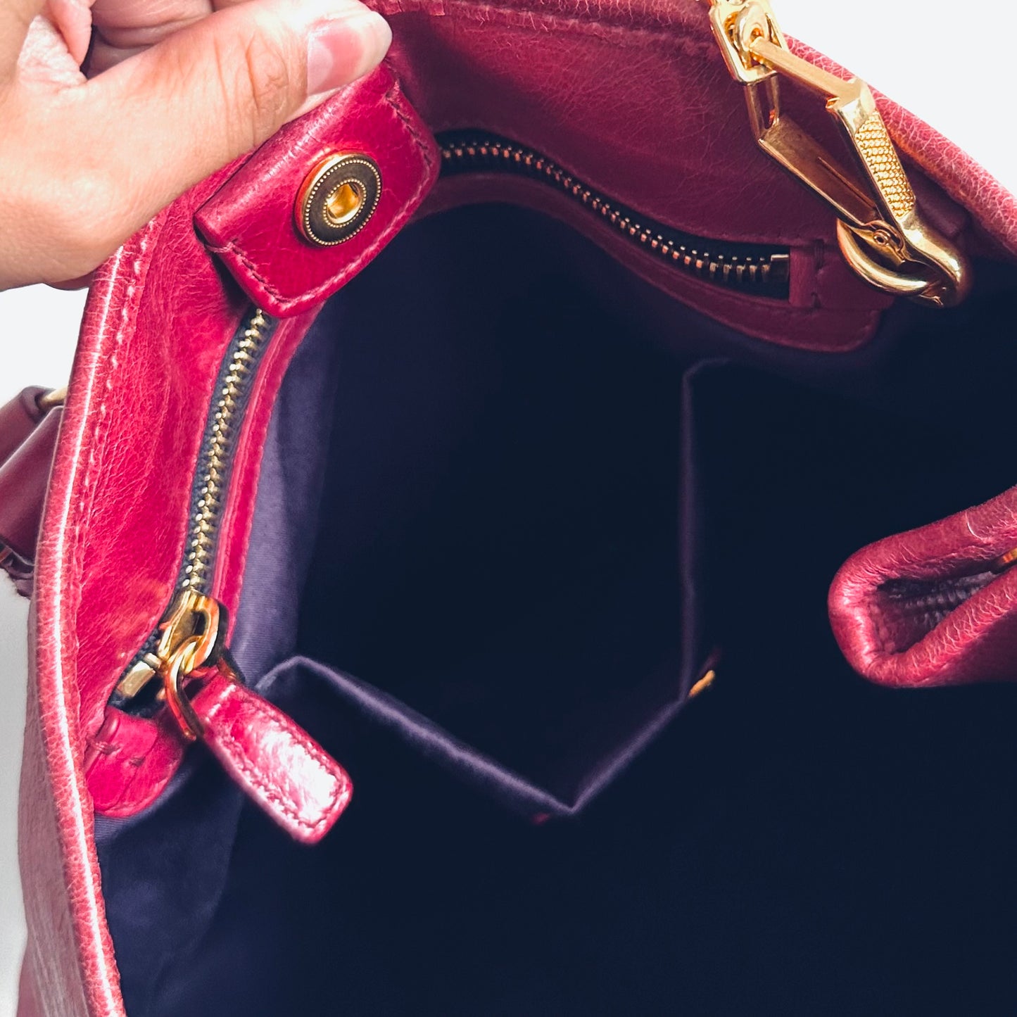 Miu Miu Fuchsia Pink GHW Vitello Lux Classic Logo 2-Way Shopper Shoulder Bauletto Sling Tote Bag