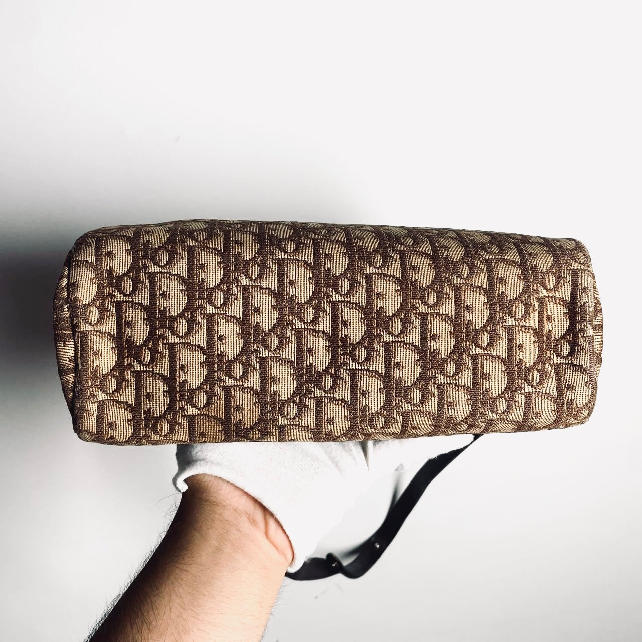 Christian Dior CD Brown GHW Oblique Monogram Logo Vintage 2-Way Roller Papillon Shoulder Sling Bag