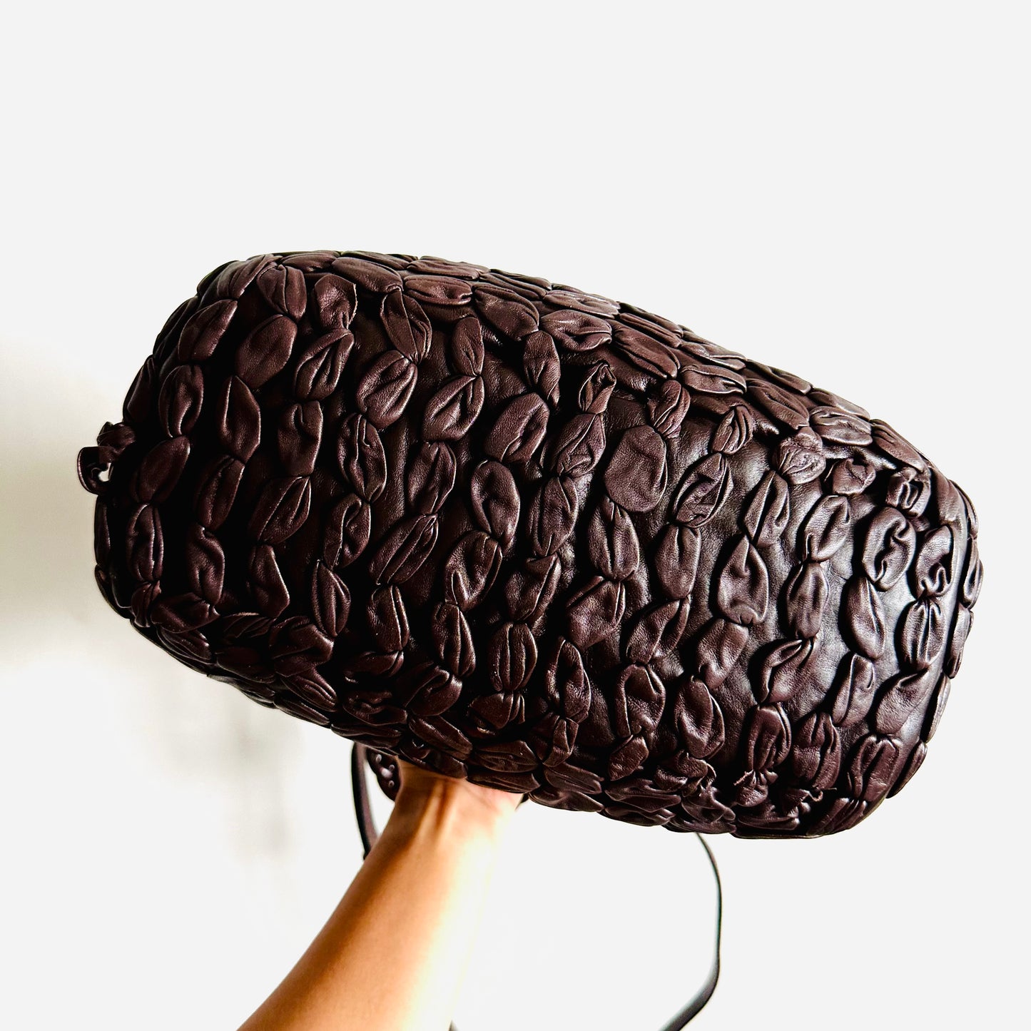Miu Miu Dark Brown GHW Gaufre Matelasse Lux Leather Classic Logo 2-Way Bauletto Hobo Shopper Shoulder Baguette Sling Bag