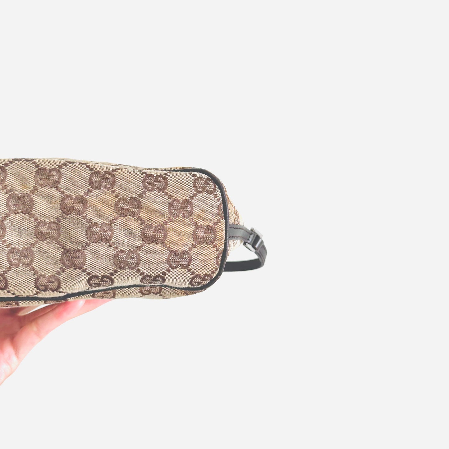 Gucci Beige Tan GG Monogram Logo Mini Hobo Pochette Shoulder Bag