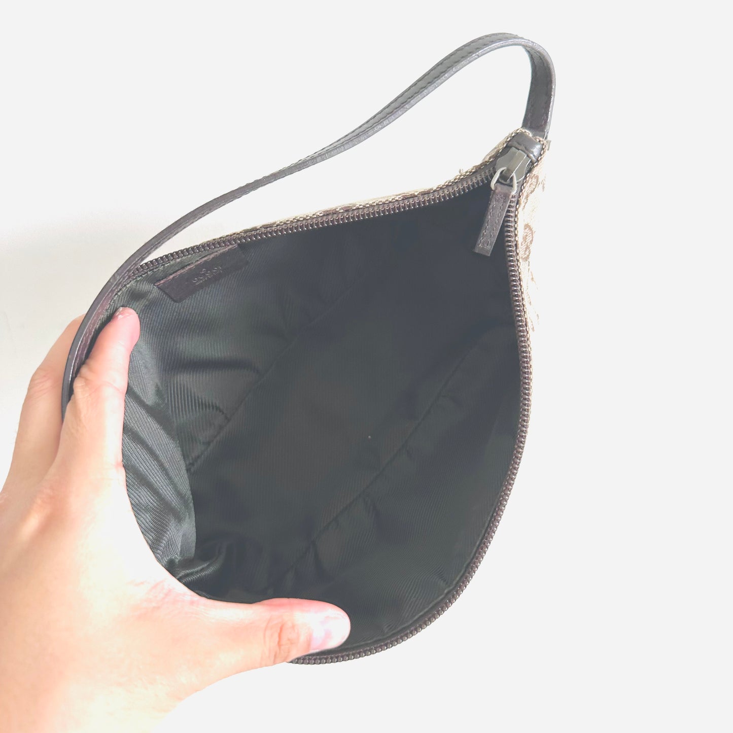 Gucci Beige Tan GG Monogram Logo Mini Hobo Pochette Shoulder Bag