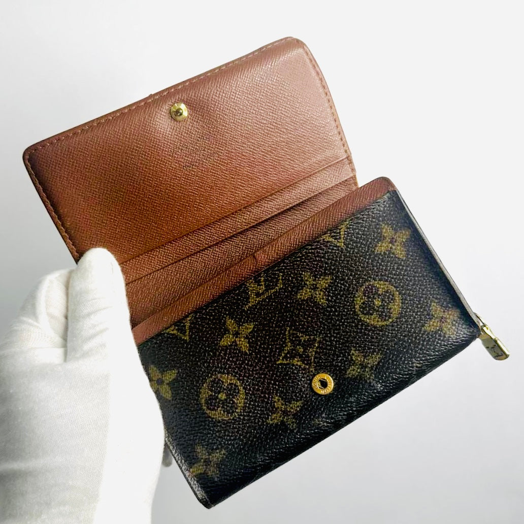 Louis Vuitton LV Monogram Logo GHW Flap Porte Monnaie Compact Bifold Wallet