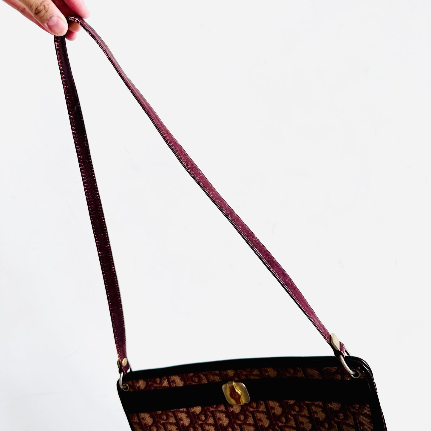 Christian Dior CD Maroon Red GHW Oblique Monogram Logo Shoulder Sling Bag