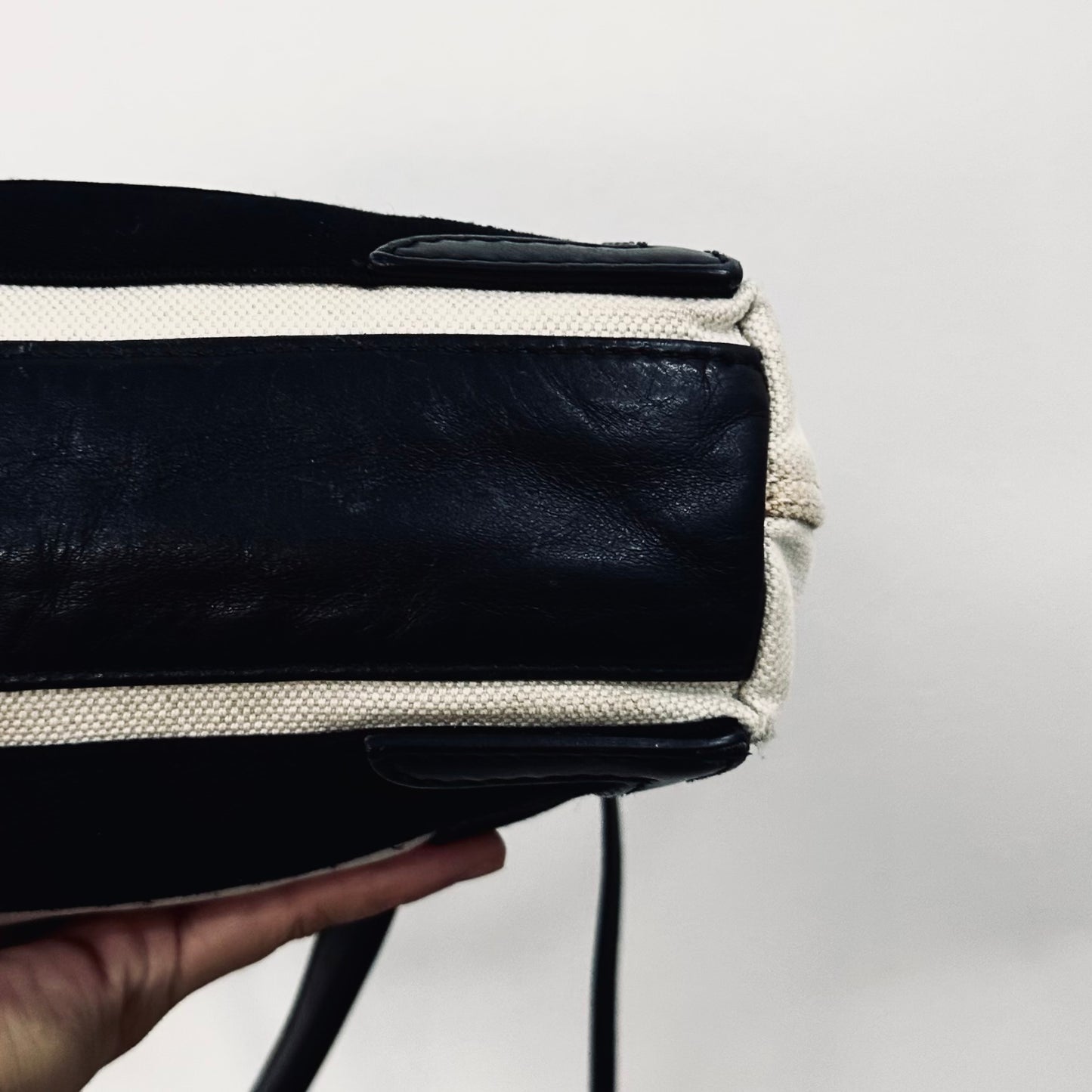 Balenciaga Black / White Cabas Monogram Logo XS 2-Way Structured Shoulder Sling Tote Bag With Pouch