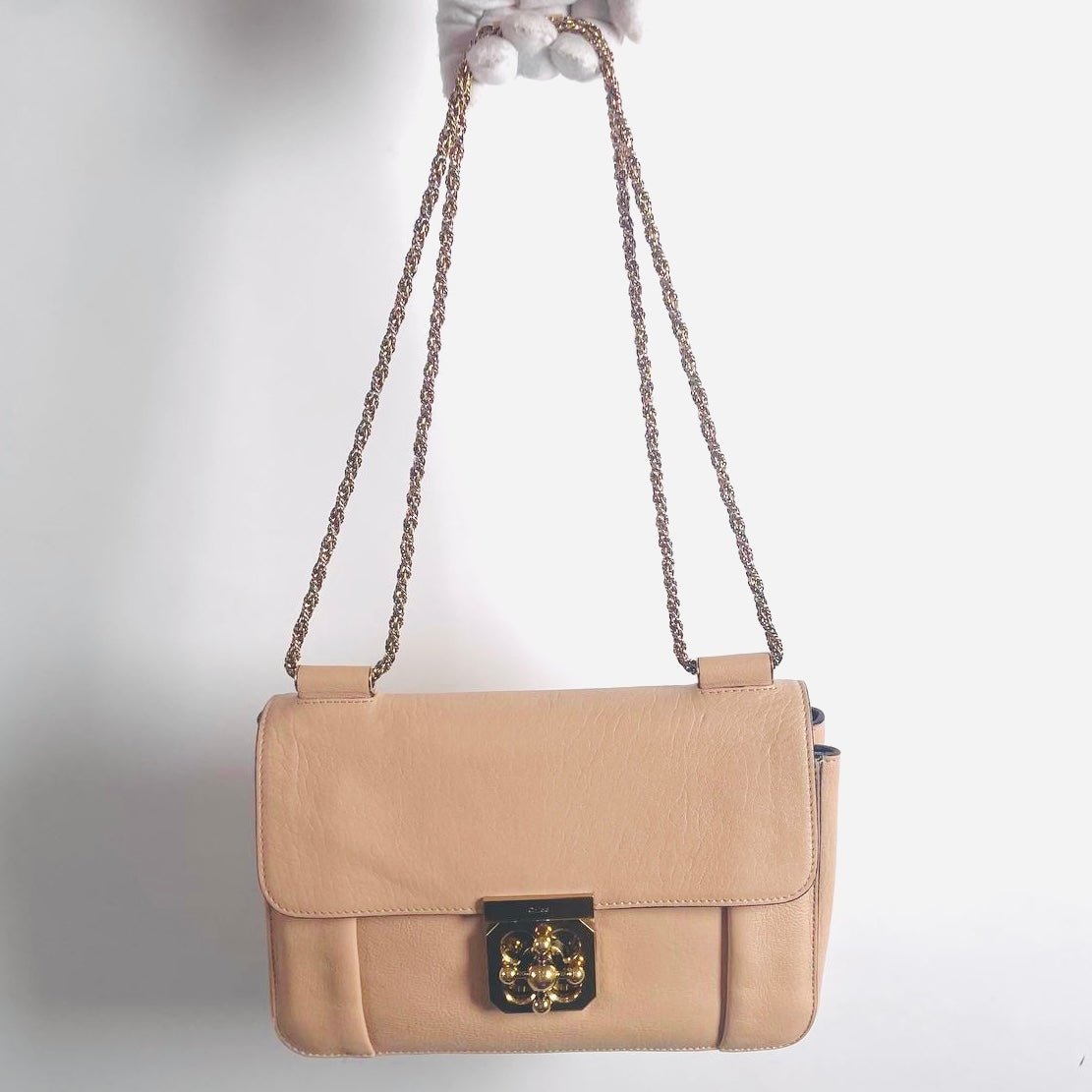 Chloe Elsie Blush Pink GHW 2-Way Leather Chain Flap Shoulder Sling Bag