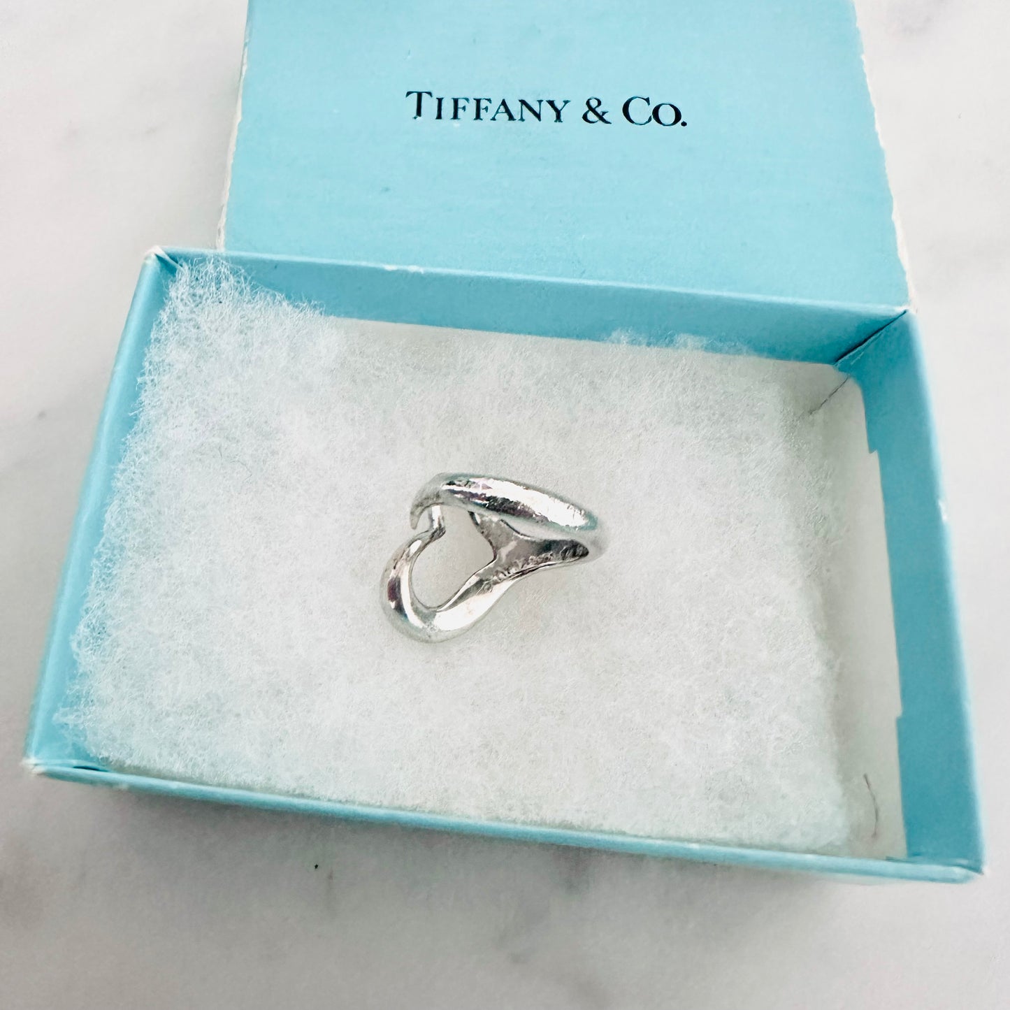 Tiffany & Co T&C Elsa Peretti Open Heart 925 Sterling Silver Ring