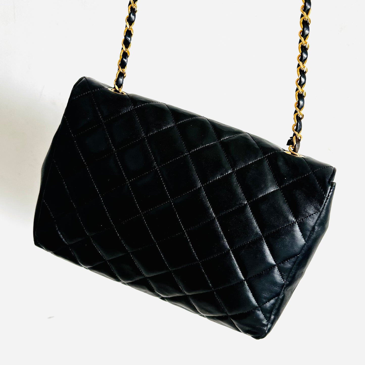 Chanel Black GHW Quilted Lambskin Flap Vintage Shoulder Sling Bag