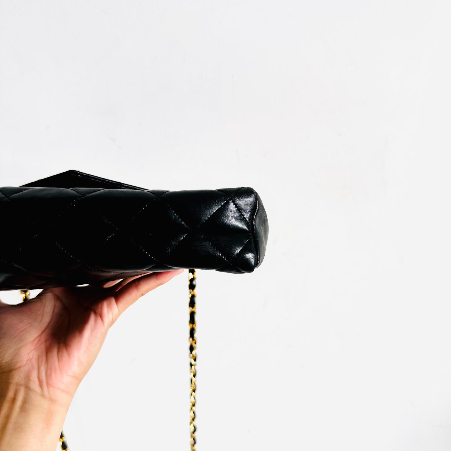 Chanel Black GHW Quilted Lambskin Flap Vintage Shoulder Sling Bag
