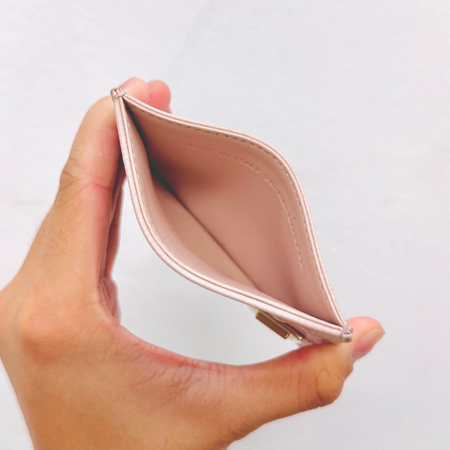 Christian Dior CD Diorama Pale Pink GHW Calfskin Monogram Logo Cardholder Card Case Wallet