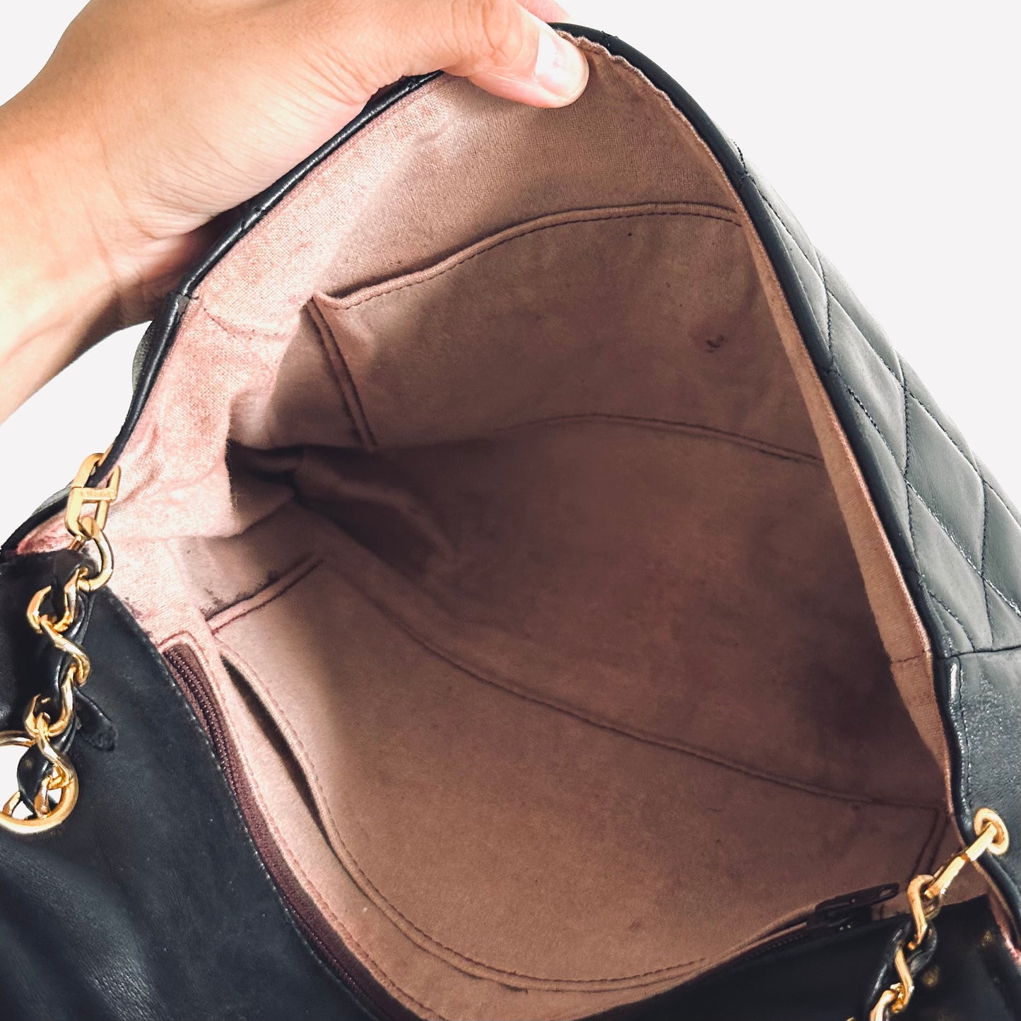 Chanel Black GHW Quilted Lambskin Flap Vintage Shoulder Sling Bag