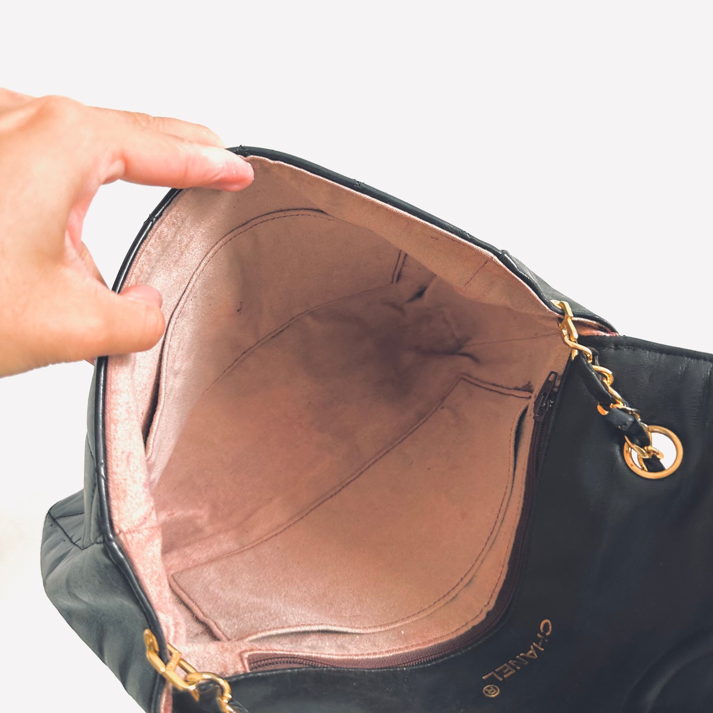 Chanel Black GHW Quilted Lambskin Flap Vintage Shoulder Sling Bag