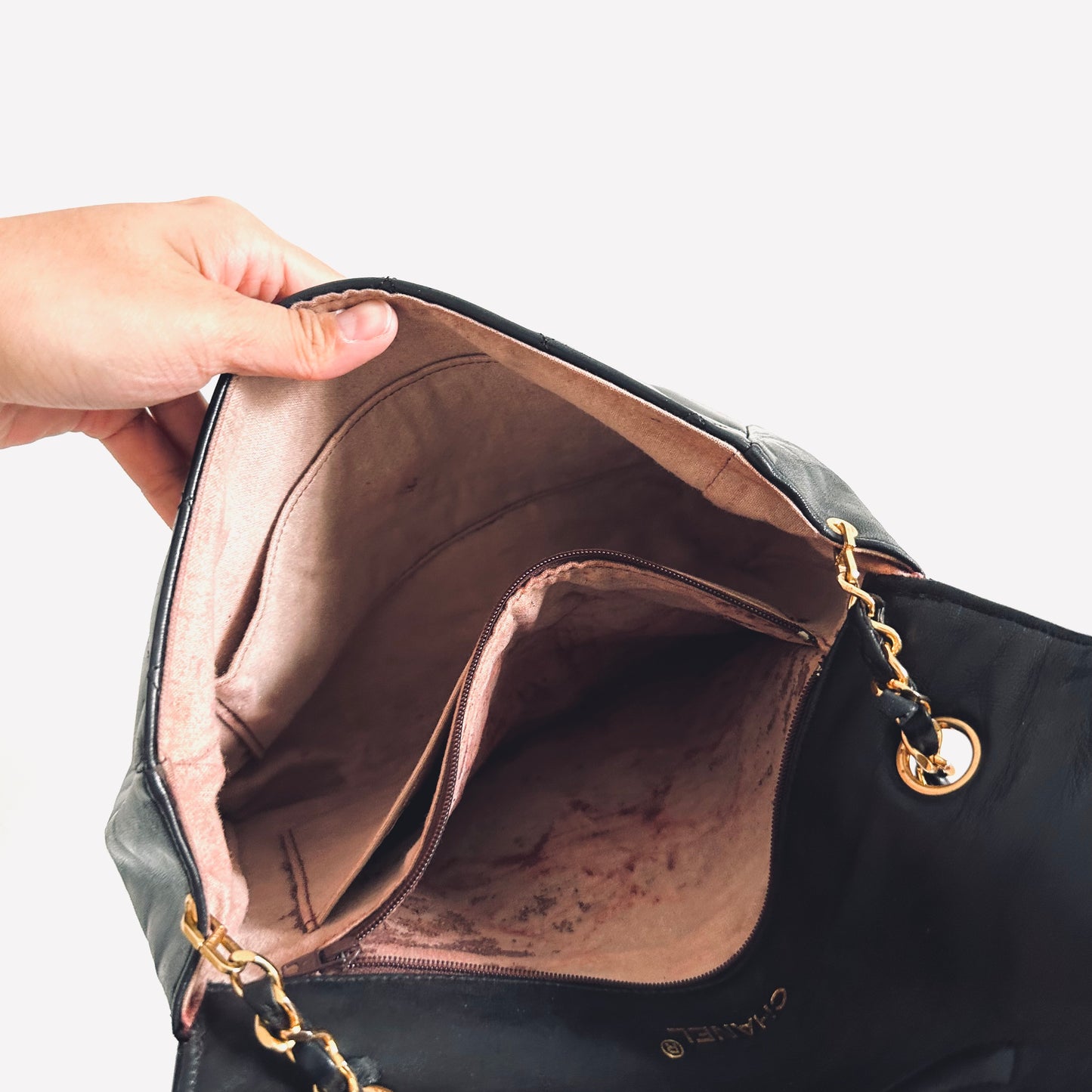 Chanel Black GHW Quilted Lambskin Flap Vintage Shoulder Sling Bag