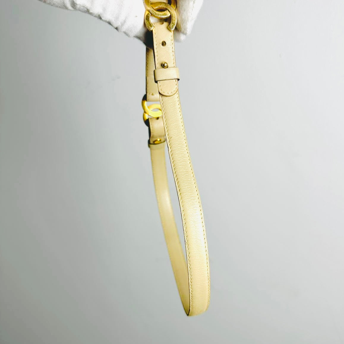 Chanel CC Beige GHW Gold Giant Multiple Monogram Logo Smooth Leather 30MM Iconic Belt