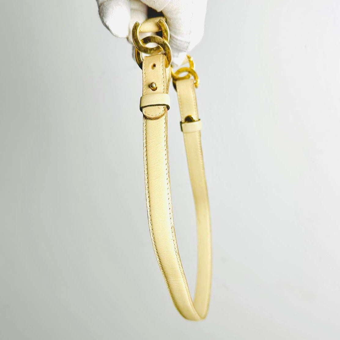 Chanel CC Beige GHW Gold Giant Multiple Monogram Logo Smooth Leather 30MM Iconic Belt