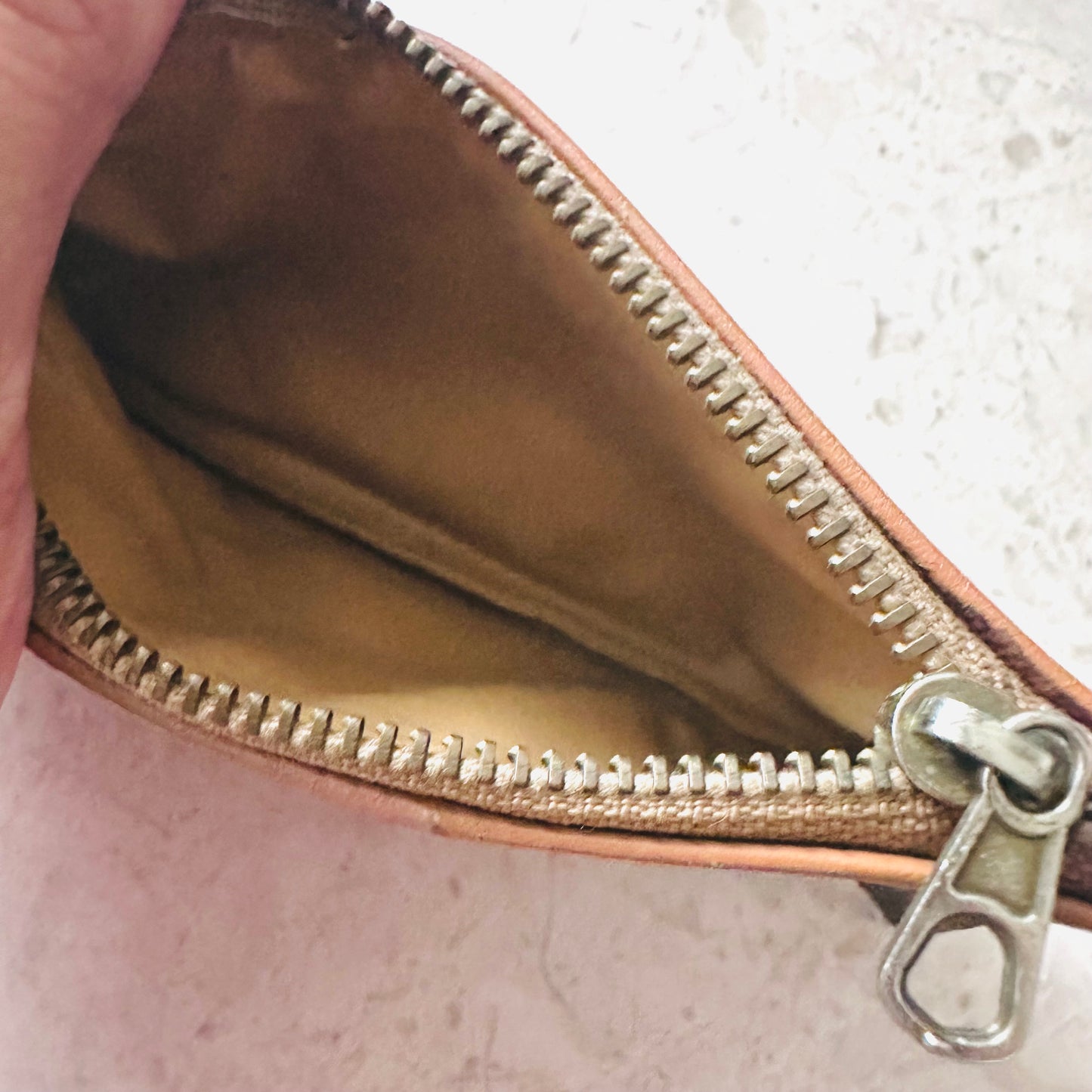 Celine Brown GHW Triomphe Macadam Monogram Logo GHW Key Cles Zip Pouch
