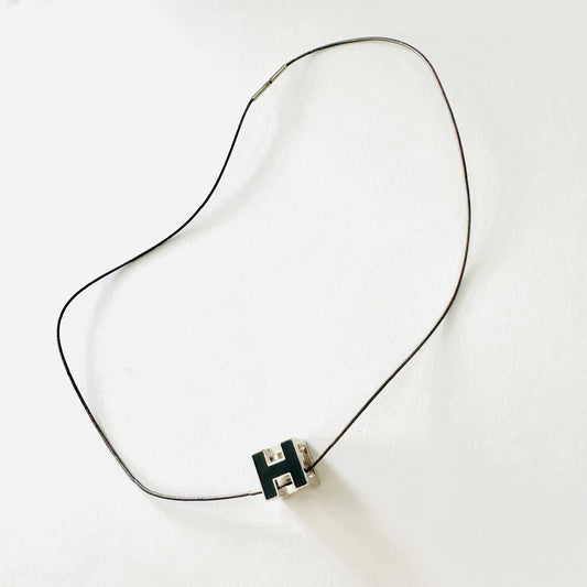 Hermes Black Cube H Cage D’Hermes Pendant Necklace