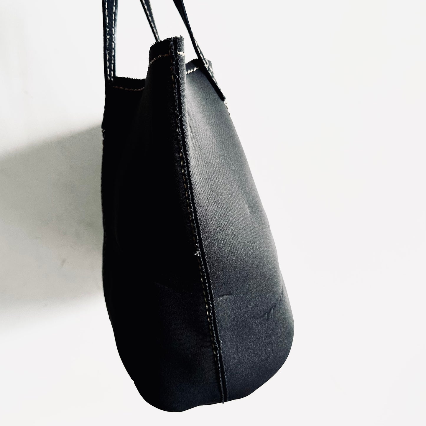 Prada Black Classic Monogram Logo Wide Shopper Shoulder Tote Bag