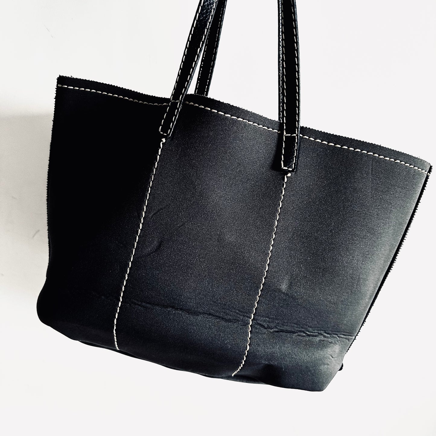 Prada Black Classic Monogram Logo Wide Shopper Shoulder Tote Bag