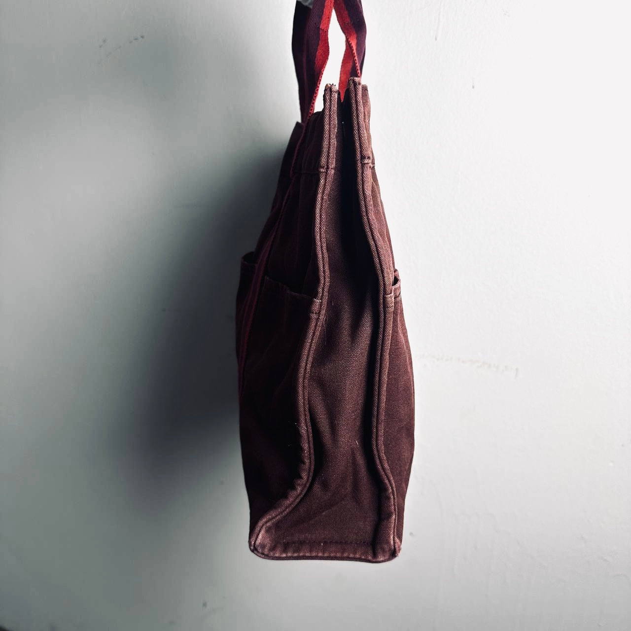 Hermes Herline Maroon Red Fourre Fool Toile MM Structured Shopper Tote Bag