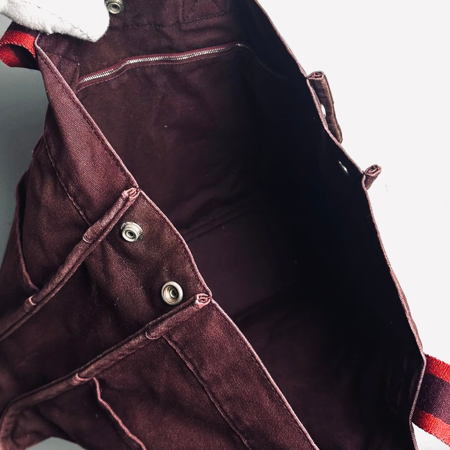 Hermes Herline Maroon Red Fourre Fool Toile MM Structured Shopper Tote Bag