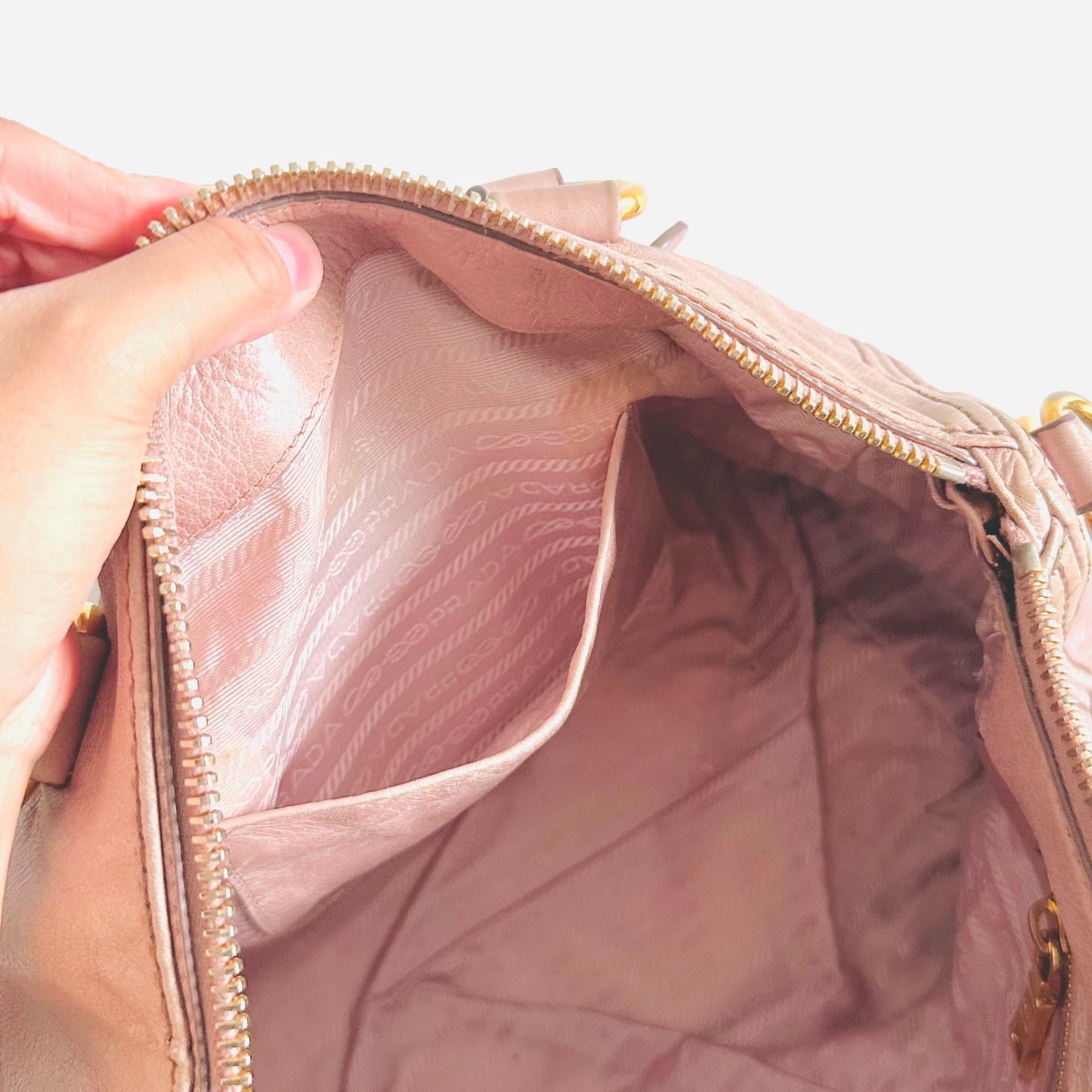 Prada Blush Pink GHW Classic Monogram Logo 2-Way Leather Shopper Shoulder Sling Tote Bag