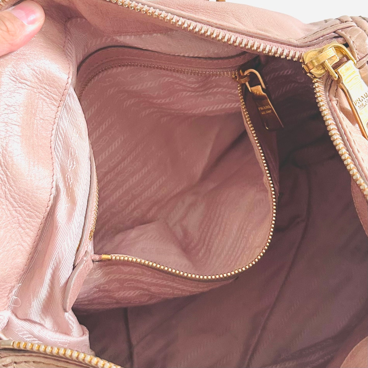 Prada Blush Pink GHW Classic Monogram Logo 2-Way Leather Shopper Shoulder Sling Tote Bag