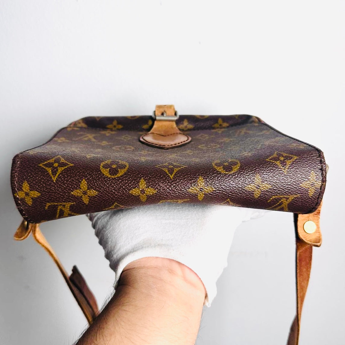 Louis Vuitton LV Cartouchiere Monogram Logo GHW Flap Vintage Shoulder Sling Bag