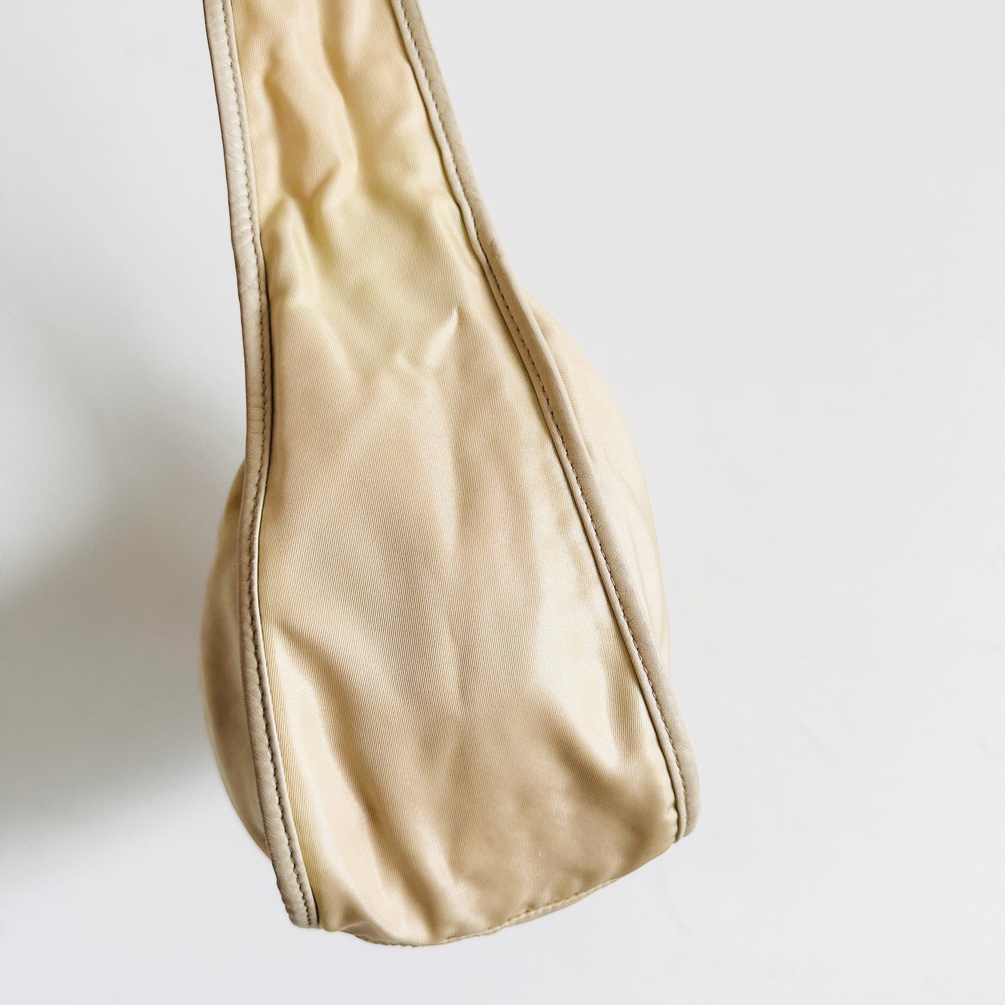 Prada Cream White Tessuto Classic Logo Nylon Baguette Hobo Pochette Shoulder Bag
