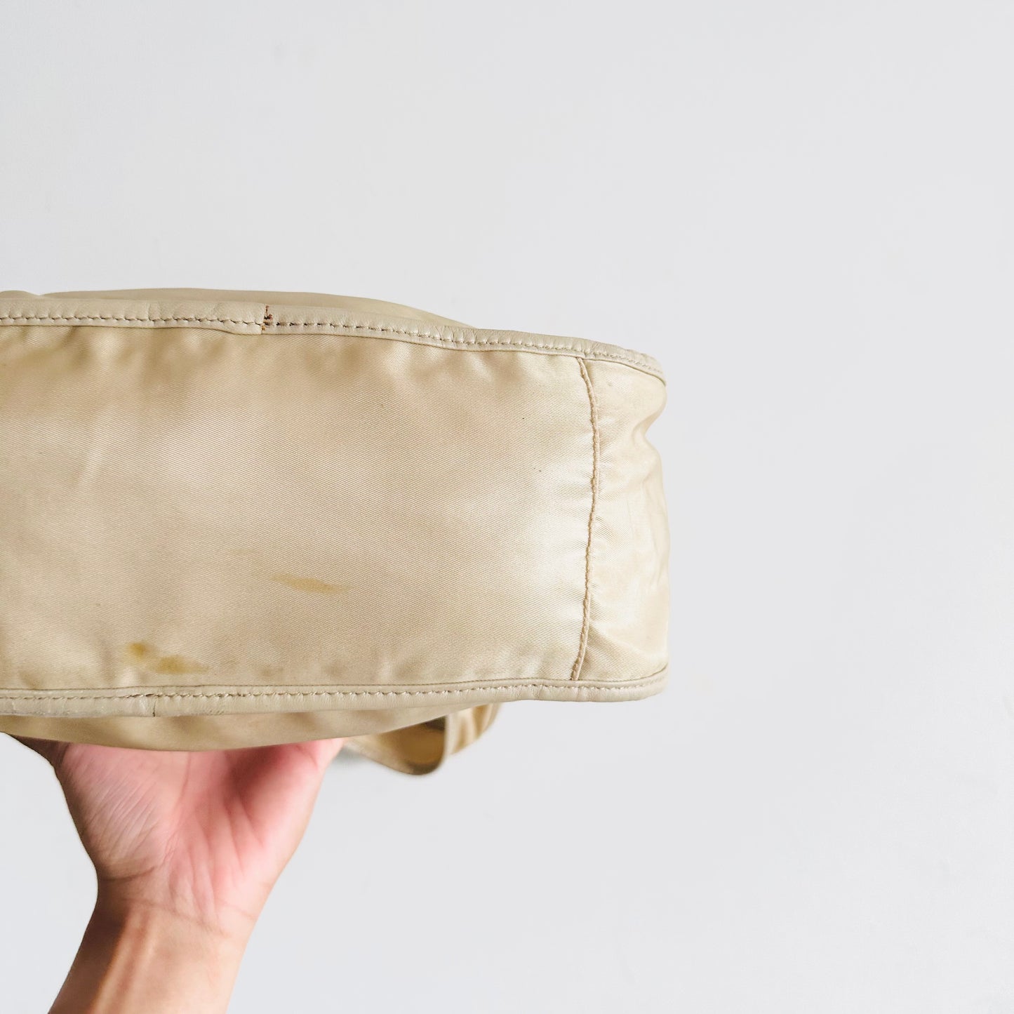 Prada Cream White Tessuto Classic Logo Nylon Baguette Hobo Pochette Shoulder Bag
