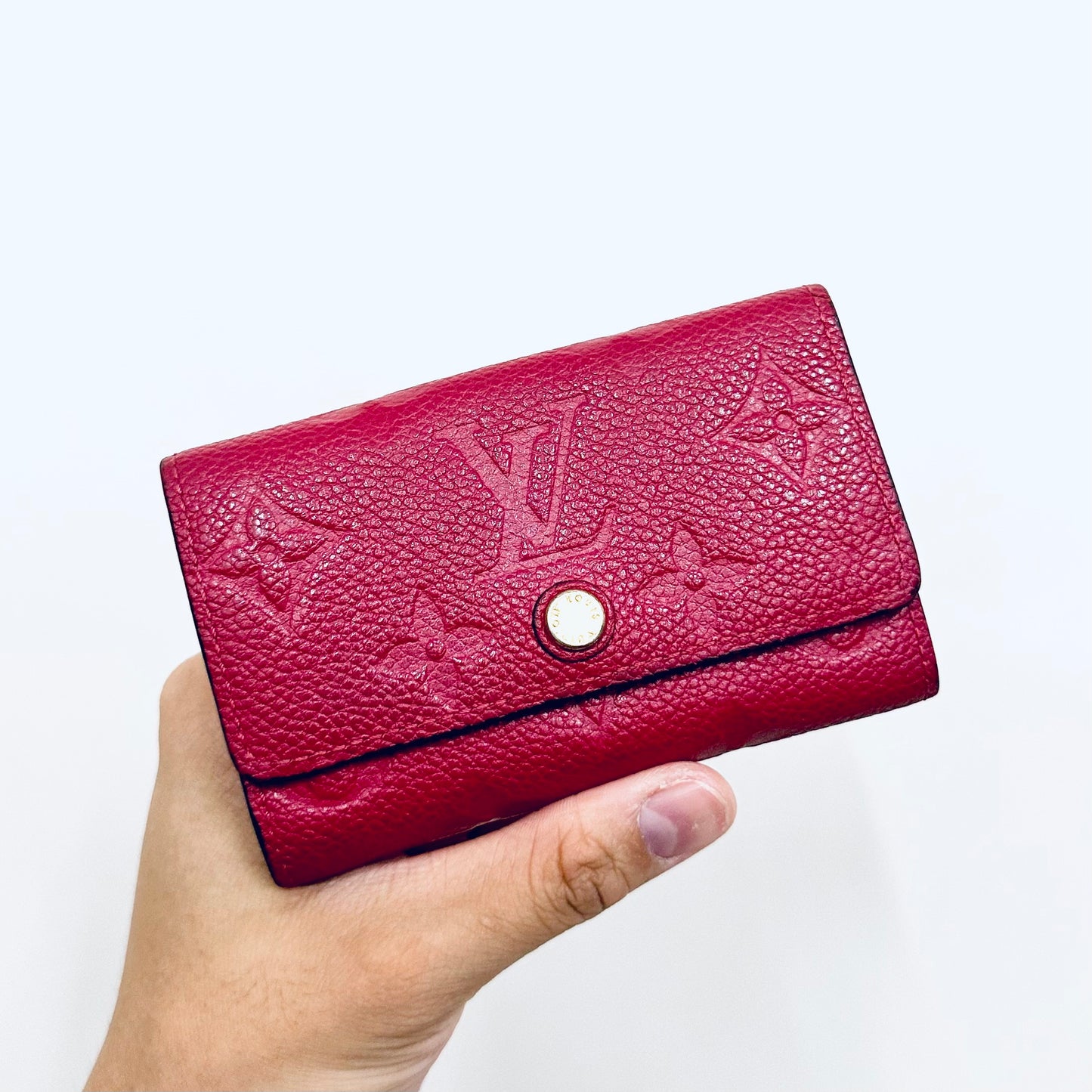 Louis Vuitton LV Fuchsia Empreinte Leather Monogram Logo GHW Flap Compact 6 Key Cles Holder Wallet