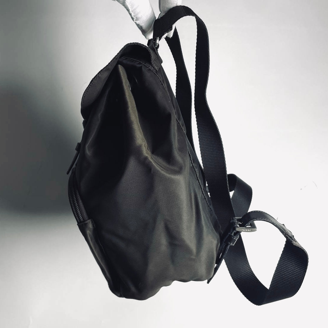 Prada Khaki Tessuto Classic Monogram Logo Nylon & Leather Small Backpack Bag